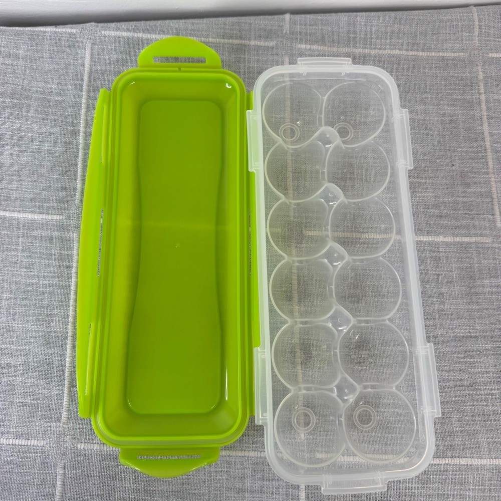 Lock and Lock 12 Egg Keeper Holder Snap Case Plastic Organizer Green